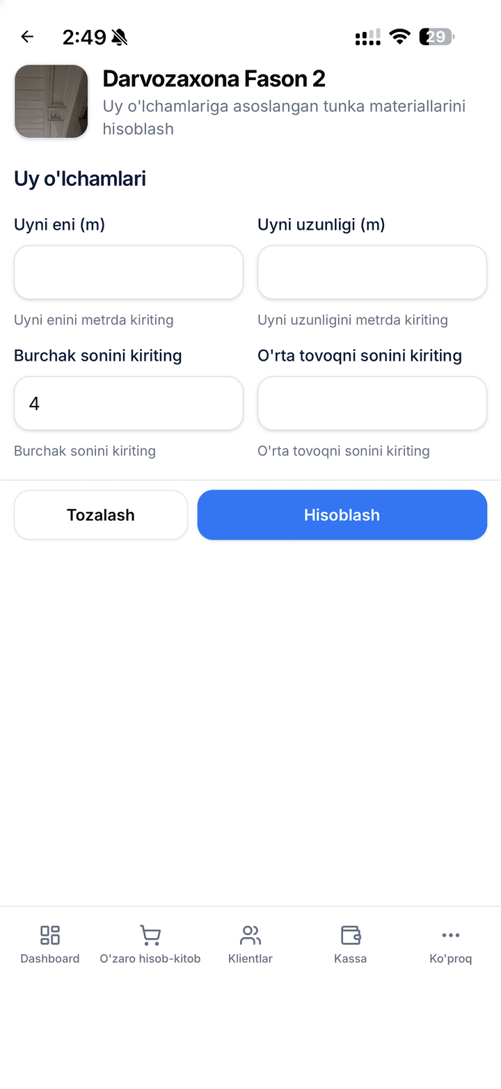 TunkaForm ilovasi: fason o‘lchovi kalkulyatori
